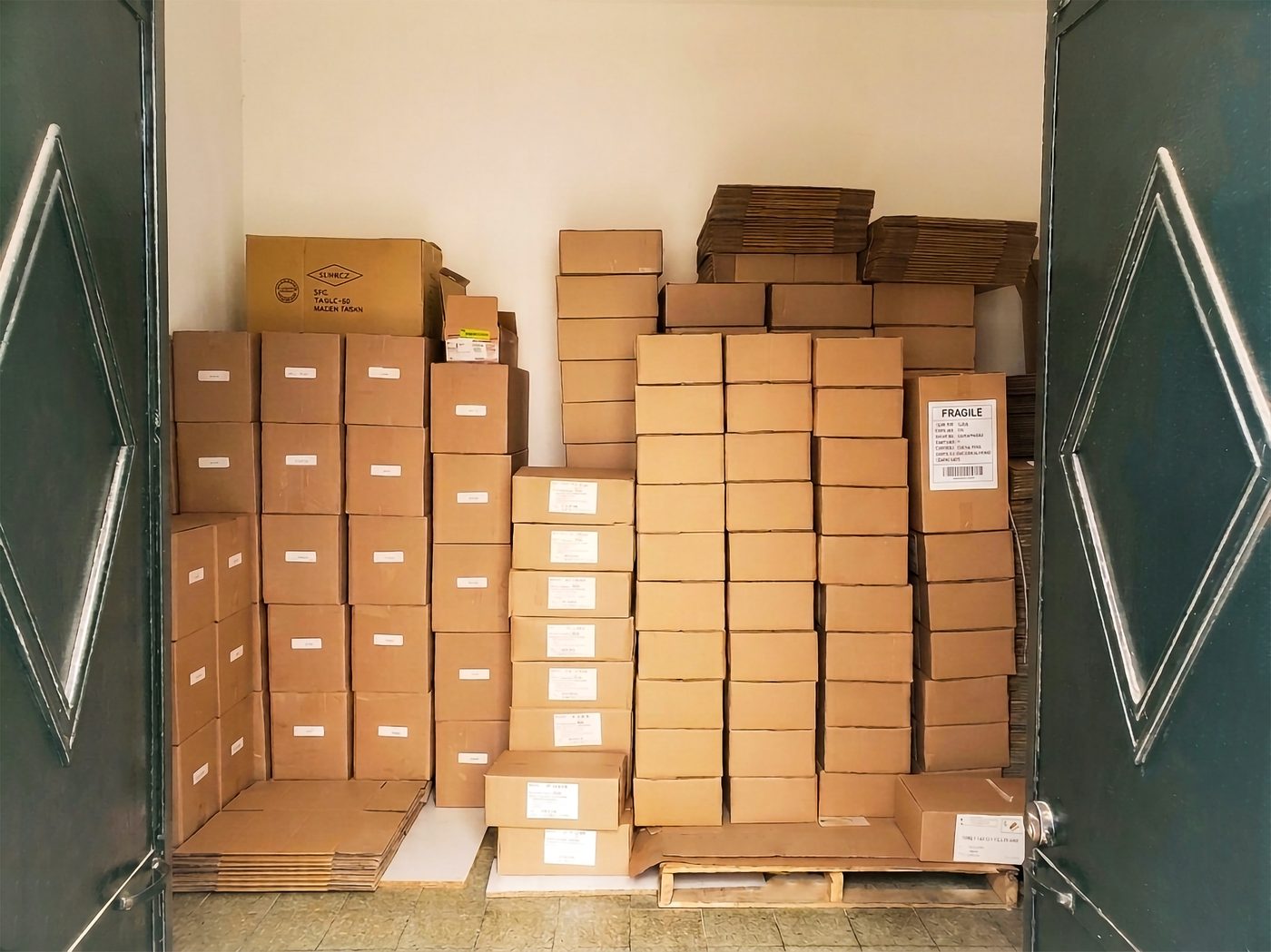 Interior de bodega M-A Solutions con stock de producto